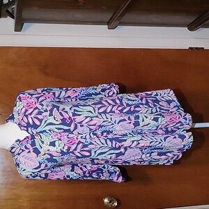 Lilly Pulitzer VTG NWOT Preppy Pink Blue Bathing Suit Cover-up Womens Size XS